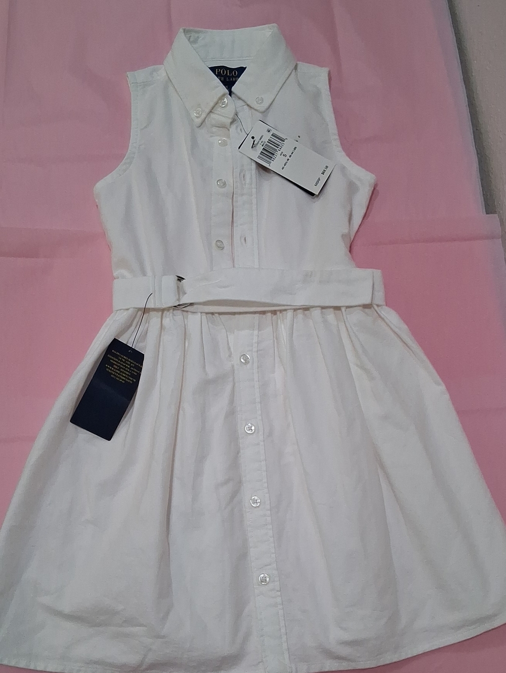 Polo by Ralph Lauren White Sleeveless Shirtdress with Belt